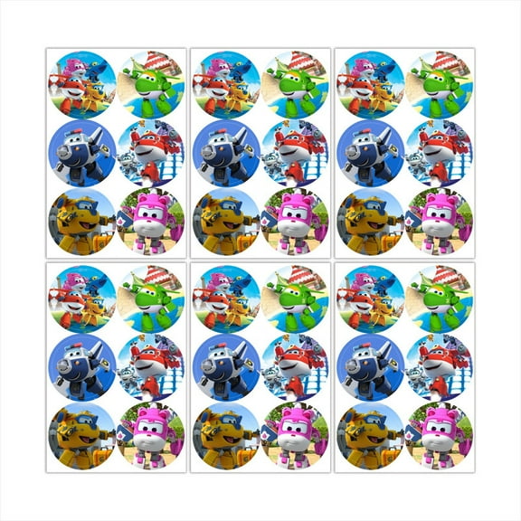Super Wings Stickers Party Favors Labels Birthday Thank You Themed Round Circle Baby Shower 60pcs