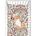 thumbnail image 2 of Sweet Jojo Designs Boho Floral Wildflower Rust Orange Ivory Off White Fitted Crib Sheet, 2 of 6