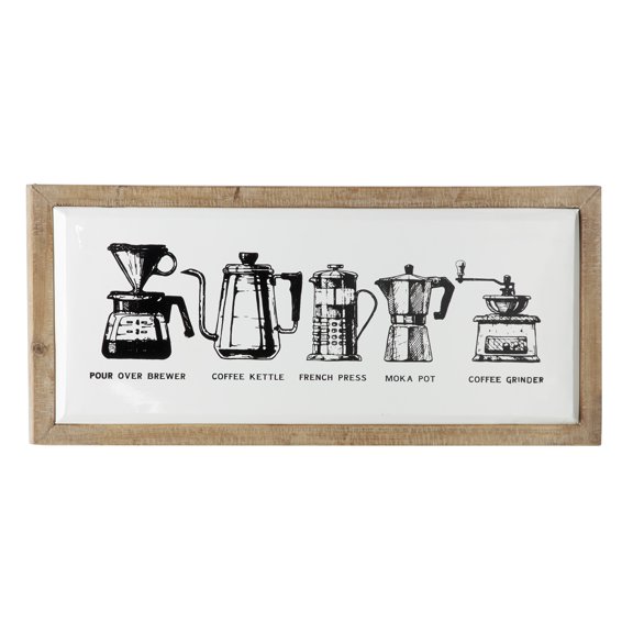 DecMode White Metal Sign Wall Decor with Brown Frame