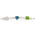 thumbnail image 2 of Gem Stone King 925 Silver and 10K Yellow Gold Bracelet for Women Lab Grown Diamond Persian Blue Moissanite (2.03 Cttw), 2 of 5