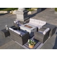 thumbnail image 3 of 7-Piece Patio Grey Wicker Conversation Sofa Set with Fire Pit Table, 3 of 5