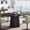 Black, variant on Oval Conference Table,  Wood Meeting Table for 6 People, Rustic Meeting Seminar Boardroom Table with Wood Base for Office Conference Room