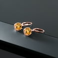 thumbnail image 4 of Gem Stone King 4.00 Ct Cushion Checkerboard Yellow Citrine 18K Rose Gold Plated Silver Dangle Earrings, 4 of 4