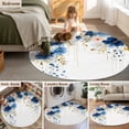 thumbnail image 5 of Round Rug 6Ft Washable Non-Slip, Navy Blue Spring Floral Circle Area Rugs for Living Room Bedroom, Farmhouse Butterfly Indoor Floor Mats Carpet Runner for Home Decor Aesthetic, 5 of 8