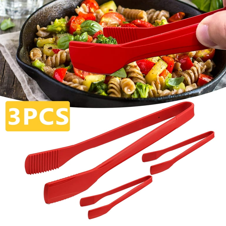 Swtroom Kitchen Tongs, Premium Stainless Steel Metal Food Tongs with Non-Stick Silicone Tips, for Food Grill, Salad, BBQ, Frying and Serving, Set of 3