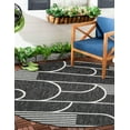 thumbnail image 3 of Unique Loom Outdoor Modern Collection Area Rug - Mod (6' 1" Round Black and White), 3 of 11