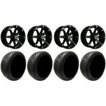 GTW Element 14" Golf Cart Wheels Black 225x30 Mamba Tires E-Z-GO & Club Car