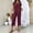 Wine, variant on Women's 2 Piece Casual Outfit Set Short Sleeve Tunic Top & Waist Capri Cropped Pants, Summer Lounge Vacation Matching