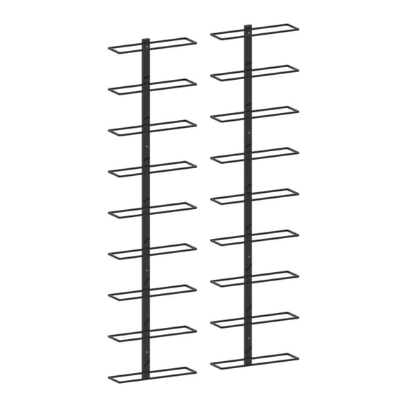 Wall Mounted Wine Rack 2 Pack - Black Iron Wine Holder for 18 Bottles - Modern Home Bar Decor - Easy Install Wine Storage - Wine Gift for Wine Lovers