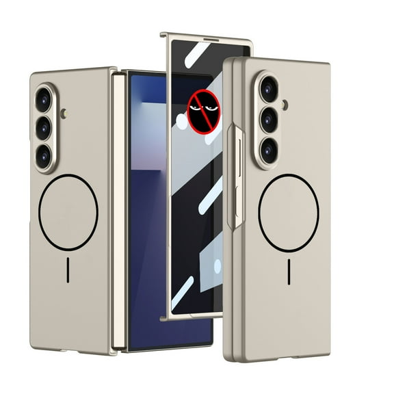 Dteck for Samsung Galaxy Z Fold 7 5G Full Body Privacy Screen Protector Case, Magnetic Slim Protective Hinge Protection Case Cover, Titaniumgray