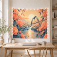 thumbnail image 5 of Two Songbirds on a Branch in a Golden Valley, Romantic Watercolor for Nature Lovers, Botanical Floral Art, Housewarming Gift Tapestry Wall Hanging for Bedroom and Living Room, 5 of 7