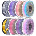 thumbnail image 1 of Filamento SUNLU Silk PLA+ de 0.069 in, multicolor, 250 g x 8, paquete de filamentos para impresora 3D PLA Plus sedoso y brillante, 6 series Rainbow+oro+plata, 1 of 1