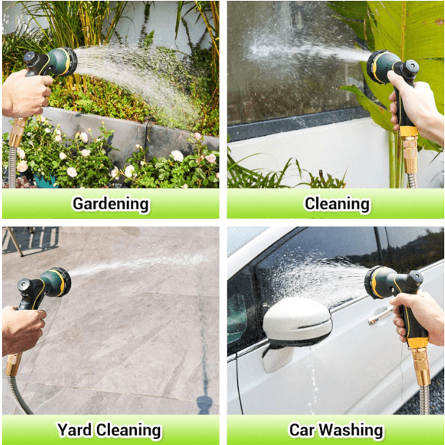 Stainless Steel Garden Hose - Flexible Metal Water Hose with Nozzle, Puncture, Rust Proof and Corrosion Resistant, Never Kink and High Pressure, Collapsible and Easy to Store
