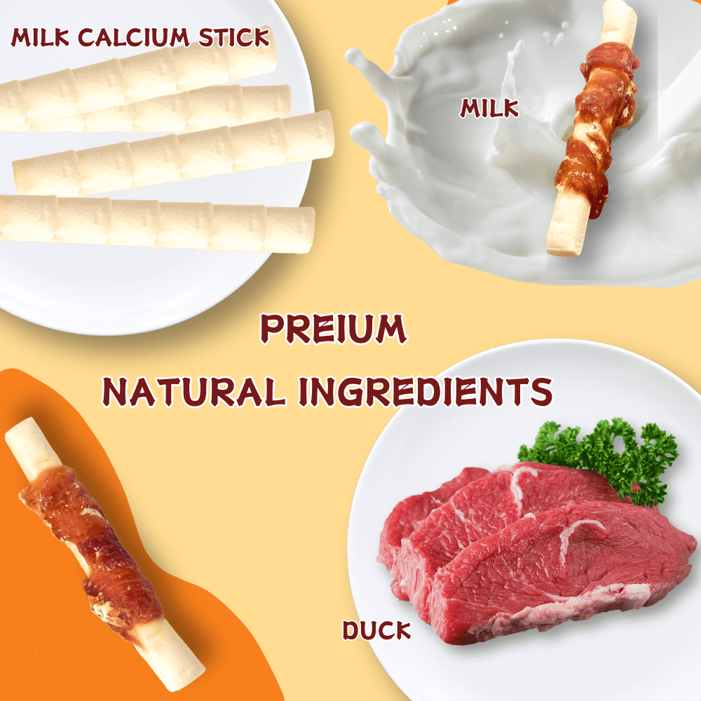 ComfyCradle Duck & Calcium Milk Sticks Dog Treats, Strong Bone, Dental Chew for Sensitive Dogs, 1.76 Pound
