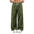 thumbnail image 2 of Ltctricy Sweatpants for Women Comfy Wide Leg Pants Drawstring Casual Lounge Trousers with Pockets Fall Trendy Clothes(Army Green,XX-Large), 2 of 7