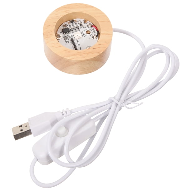 Base de luz LED de madera, Base de lámpara de bola de cristal, Base de luz de carga USB para bola de cristal