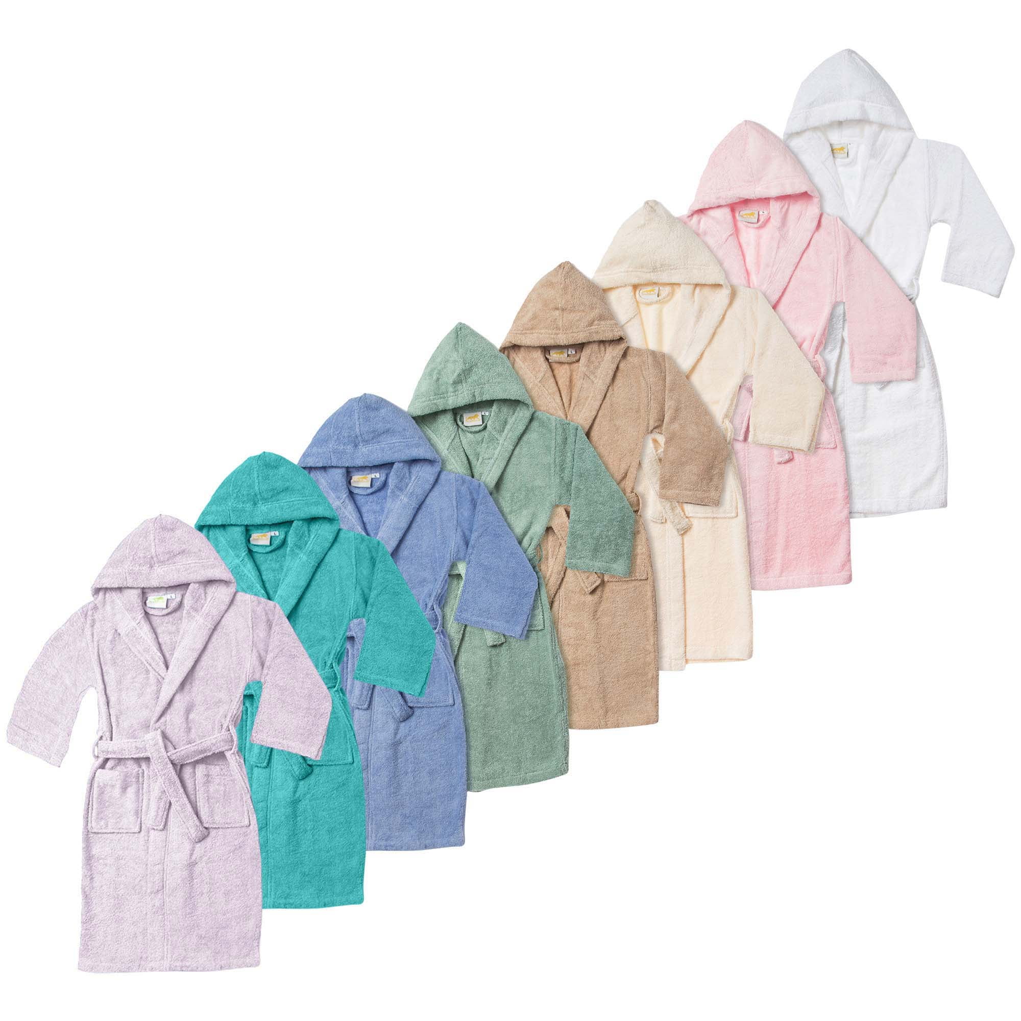 Cotton Kids Soft Lightweight Hooded Bathrobe, Small/Medium, Blue