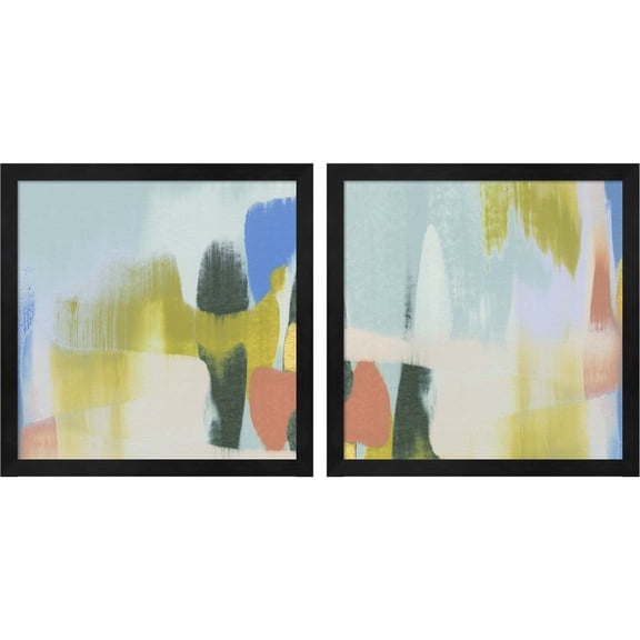 Great Art Now Rainbow Scrape by Emma Caroline, 2 Piece Framed Art Set Each 13.25"W x 13.25"H