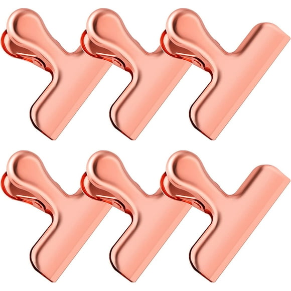 Food packaging clip strong snack clip food bag clip home office kitchen airtight seal food clip potato chip clip 6 pack rose gold food bag clip