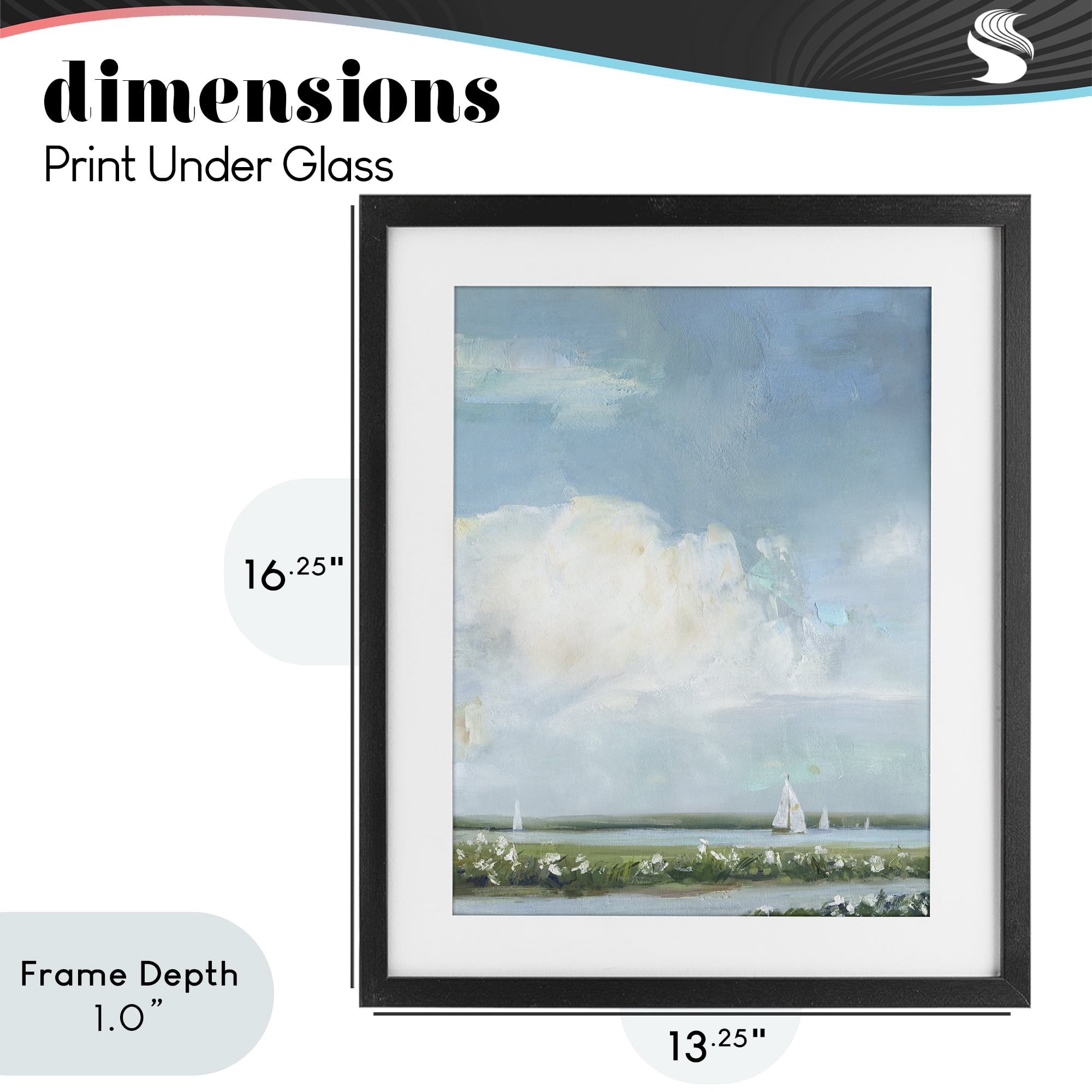 Stupell Industries Seaside Sailing Along Meadow Black Framed Print Under Glass, design by Sally Swatland