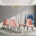 thumbnail image 5 of Set of 4 Velvet Accent Chairs, Tufted Armless Dining Chair with Golden Metal Legs and High Back, Modern Side Chair for Home Living Room, Bedroom, Beauty Room, Dining Room, Pink, 5 of 6