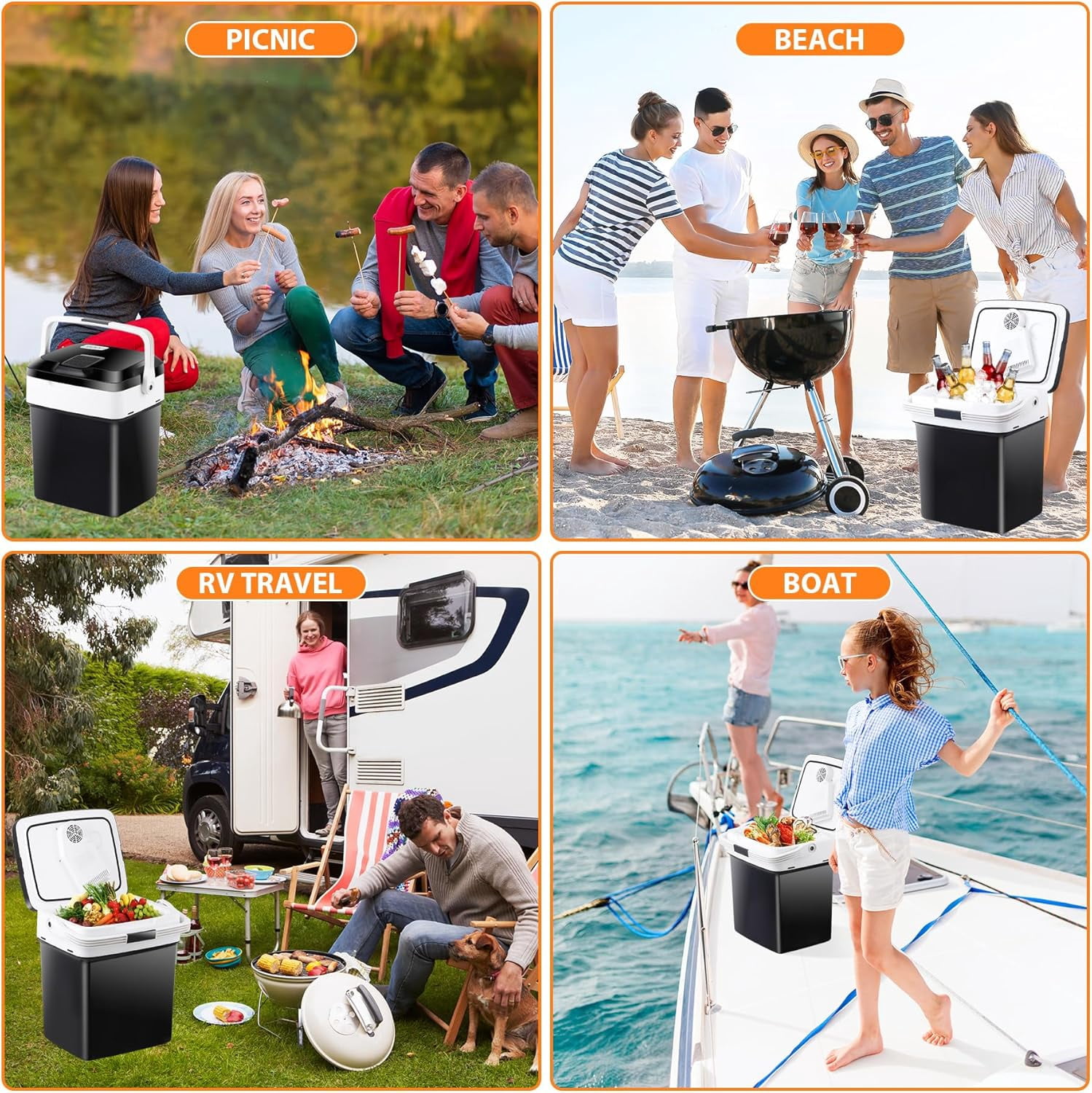 ZYPPP Mini Fridge Electric Cooler and Warmer for Car- 12V DC Car Refrigerator with Automatic Locking Handle, 28 Quart Portable Car Fridge for Travel and Camping