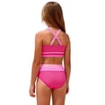 thumbnail image 7 of Cowsor 8-12Years Big Girls Two Piece Swimsuit Set Color Block Print Spaghetti Strap Cutout Design UV Protection Stylish Swimwear, 7 of 7