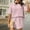 Pink, variant on Women's Two-Piece Sets Sale Outfits Summer Waffle Solid Color Crewneck Set Bat Short Sleeve Pullover Top with Elastic Waist Tie Shorts Suits Set Loungewear Sleepwear Sweatsuit Pink Size XXL