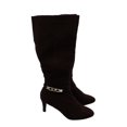 thumbnail image 3 of KAREN SCOTT Womens Choco Brown Chain Accent Padded Hanna Almond Toe Sculpted Heel Zip-Up Dress Boots 6 M, 3 of 7