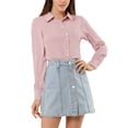 thumbnail image 5 of Allegra K Women's Contrast Color Office Bow Tie Peter Pan Collar Shirts, 5 of 6