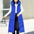 thumbnail image 4 of Brondbend Womens Jacket Vest Woman Coat Winter Hooded Sleeveless Pocket Zipper Outerwear Solid Color Thick Loose Fit Coats Ladies Outdoor Tops Blue, 4 of 4