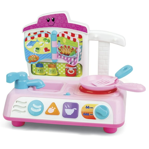 Winfun: Mycook Master Kitchen - Pink - Lights & Sounds, Culinary & Food Pretend Play Set, Chef Pan & Spatula, Sensory Toy, Toddlers & Kids Ages 18mo 