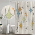 thumbnail image 4 of Blue Yellow Diamond Shower Curtain, Waterproof Shower Curtains for Bathroom, Modern Geometric Middle Century Beige Washable Fabric Bathtub Curtain Set Bath Decor with 12 Hooks Stall 36"x72", 4 of 5