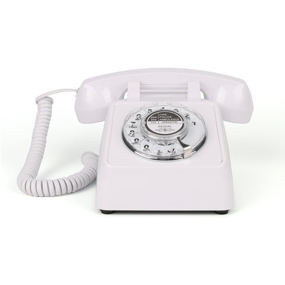 Vintage Landline Phones for Home, White Retro Rotary Working House Phone with Ringer & Volume, Old Fashion Desktop Analog Telephone for Seniors/Eldly,Decorative Office/Hotel/Fathers' Day Telephones