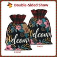 thumbnail image 2 of Rocae Floral Welcome Sign Print Christmas Drawstring Linen Gift Bag with Drawstrings Treat Bag Goody Present Bags for Christmas Party Favor, 2 of 8