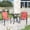 Black-Red, variant on Vicllax 5-Piece Round Outdoor Patio Dining Furniture Set Table and Chair Metal Frame, Umbrella Hole