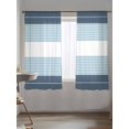 thumbnail image 5 of Sheer Curtains 72 Inches Long 2 Panels Set for Bedroom, Haze Blue Aqua Stripe Semi Sheer Curtains for Windows, Modern Art Horizontal Striped Voile Window Treatments Rod Pocket Curtain, 5 of 7