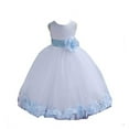 thumbnail image 2 of Ekidsbridal White Tulle Rose Petals Flower Girl Dresses Junior Bridesmaid Communion Christening Baptism Father Daughter Dance Recital Gown 302T 6, 2 of 3