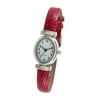 Women's Silver Oval Watch, Red Faux Lizard Strap