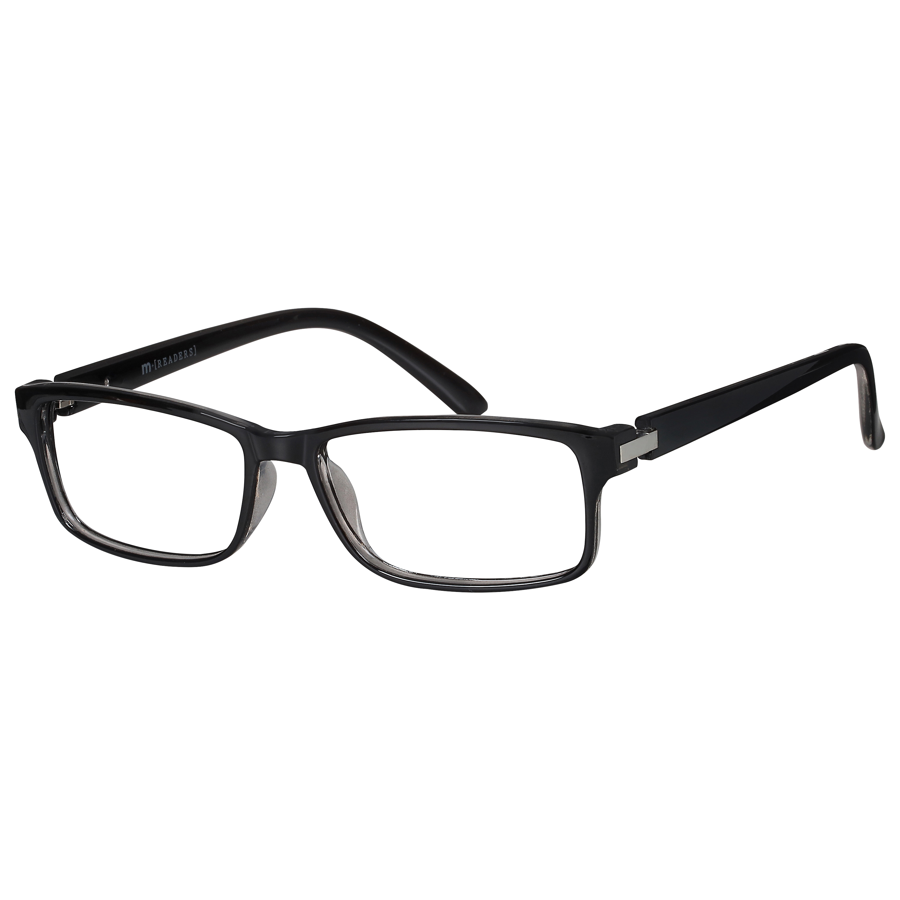 M+ Mens Rectangular Plastic Reading Glasses 2.00 Frazier in Classic Black