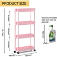 thumbnail image 3 of LLMRR 4 Tier Slim Rolling Cart, Rolling Storage Cart with Lockable Wheels, Bathroom Storage Cart, Mobile Shelving Unit Cart, Storage Organizer for Kitchen Bathroom, Pink, 3 of 6