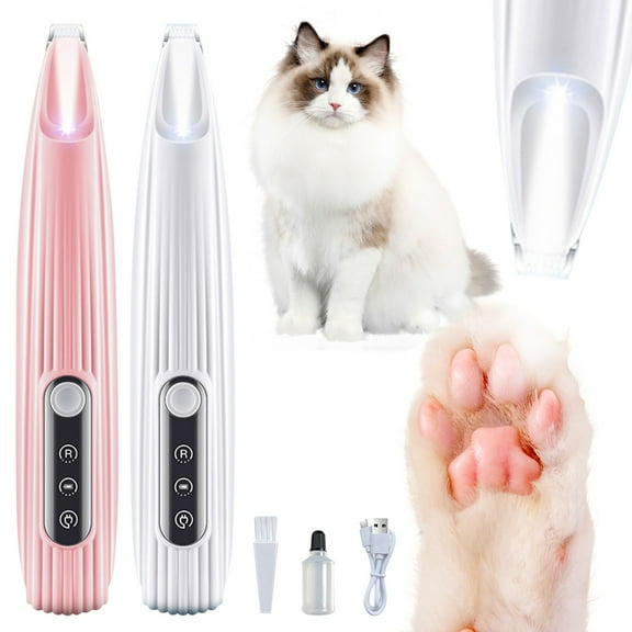 Fufafayo under $5 2Pcs Pet Hair Clipper, Pet Grooming Clipper, Low Noise Dog Hair Trimmer, LED Light Pet Clipper for Paws, Rechargeable Cordless Clipper, Pet Nail Trimming Tool, Home Grooming