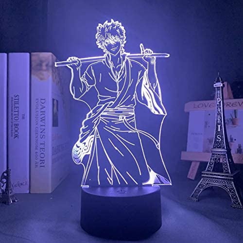 Anime Regalo Gintoki Sakata lamp Cool 3D Illusion Night Lamp Home Room Decor Upward Lighting Acrylic LED Light Xmas Gift Otaku Glow Desktop Lamps(16