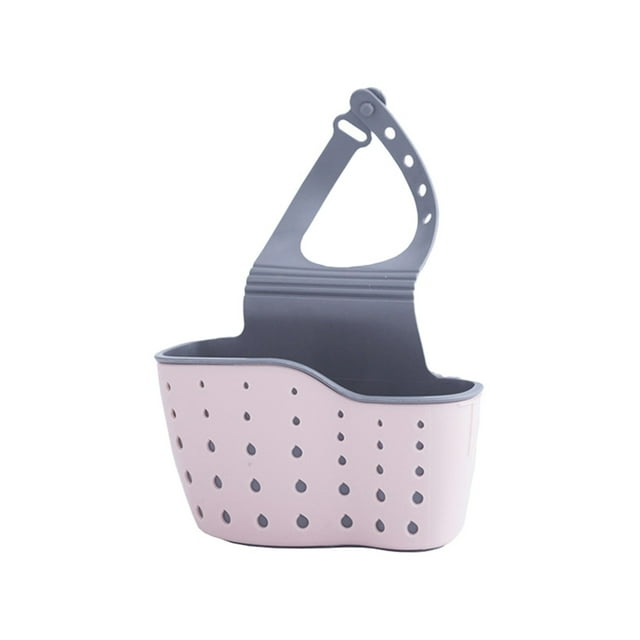 Kitchen Sink Rack Soap Sponge Drain Pipe Rack Sink Bag Sponge Rack Drain Pipe Hole Silicone Hanging Double Basket Drain Rack Storage Basket