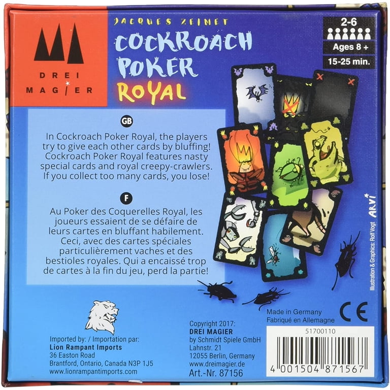 Drei Magier Cockroach Poker Royal, Bluffing Card Game for 2-6