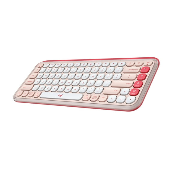 Logitech POP ICON KEYS Wireless Bluetooth Keyboard, Comfortable Typing, Programmable Keys, Rose and Off-White