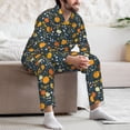 thumbnail image 7 of Yiaed Pumpkin Print Men’s Pajamas Set - Long Sleeve Button Down Sleep Shirt and Pajama Bottoms Sleepwear Set Mens Pjs Sets Men's Pajama Bottoms-Small, 7 of 7