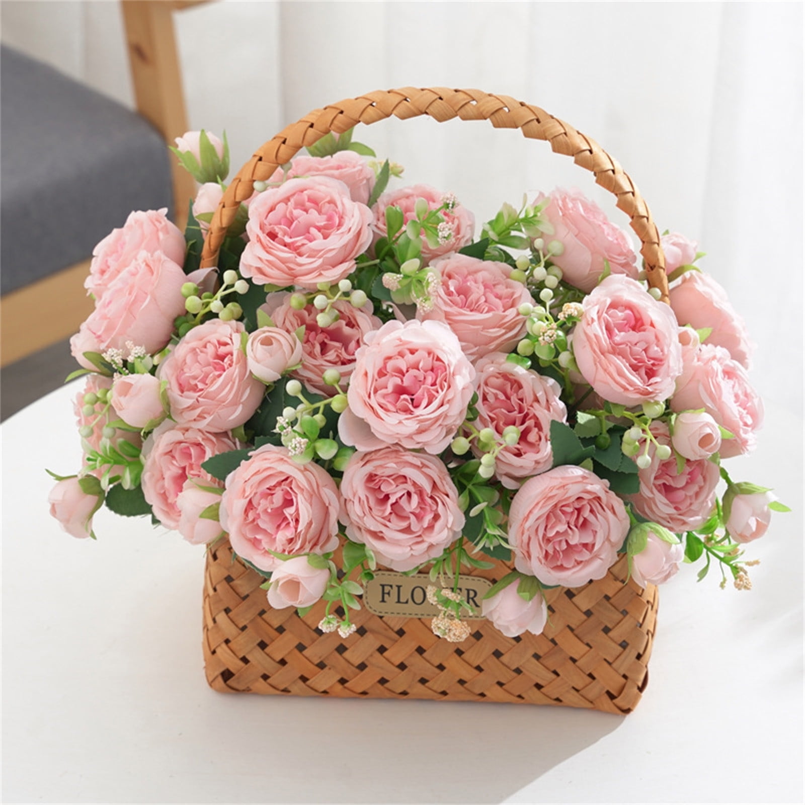 Wzzjkit Artificial Fake Flowers Plant, Rose Bouquet Look Real Silk Flowers for Outside Planter Front Door Porch Patio Yard Spring Summer Decoration, Artificial Flowers for Outdoors