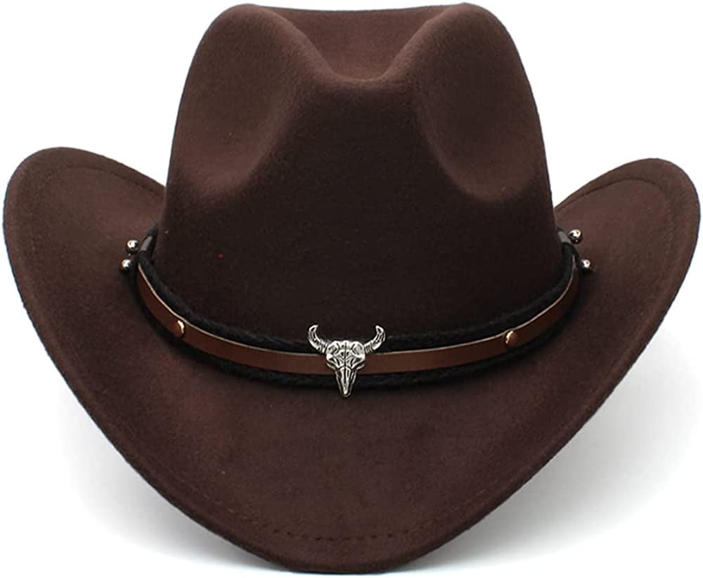 Kids Cowboy Hat Youth Adult Casual Felt Fedora Hat Black Western Cowboy