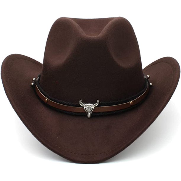 Kids Cowboy Hat Youth Adult Casual Felt Fedora Hat Black Western Cowboy